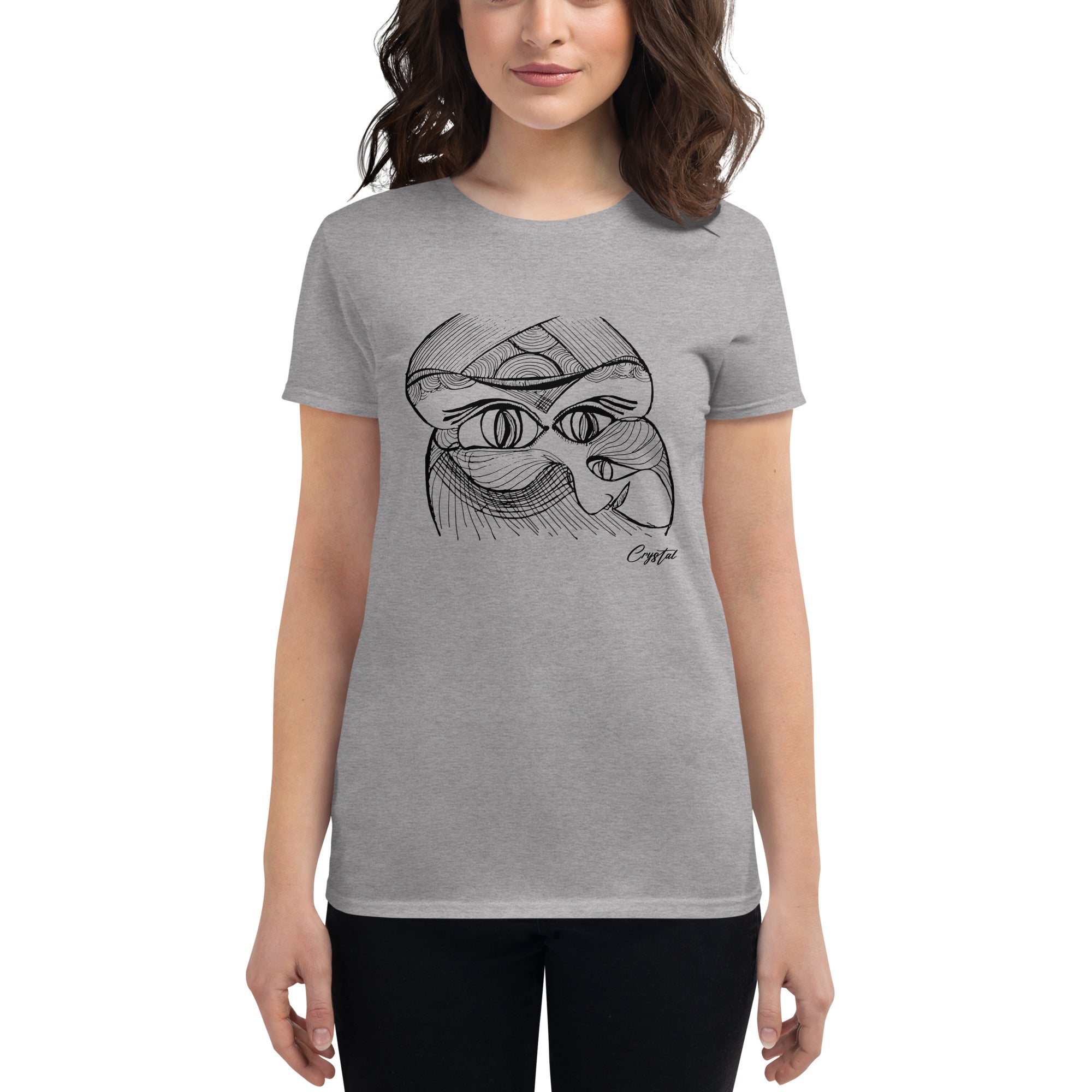 Genderless Face with Ornate Pattern and Four Eyes - Cute & Creepy "Stay Weird" Cartoon Illustration Women's short sleeve t-shirt