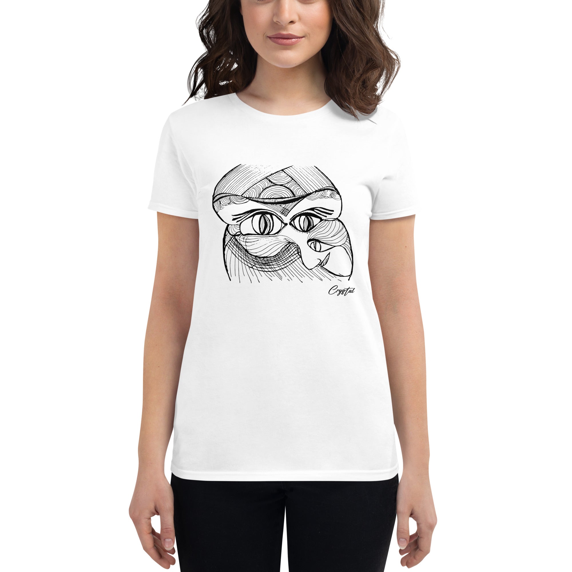 Genderless Face with Ornate Pattern and Four Eyes - Cute & Creepy "Stay Weird" Cartoon Illustration Women's short sleeve t-shirt