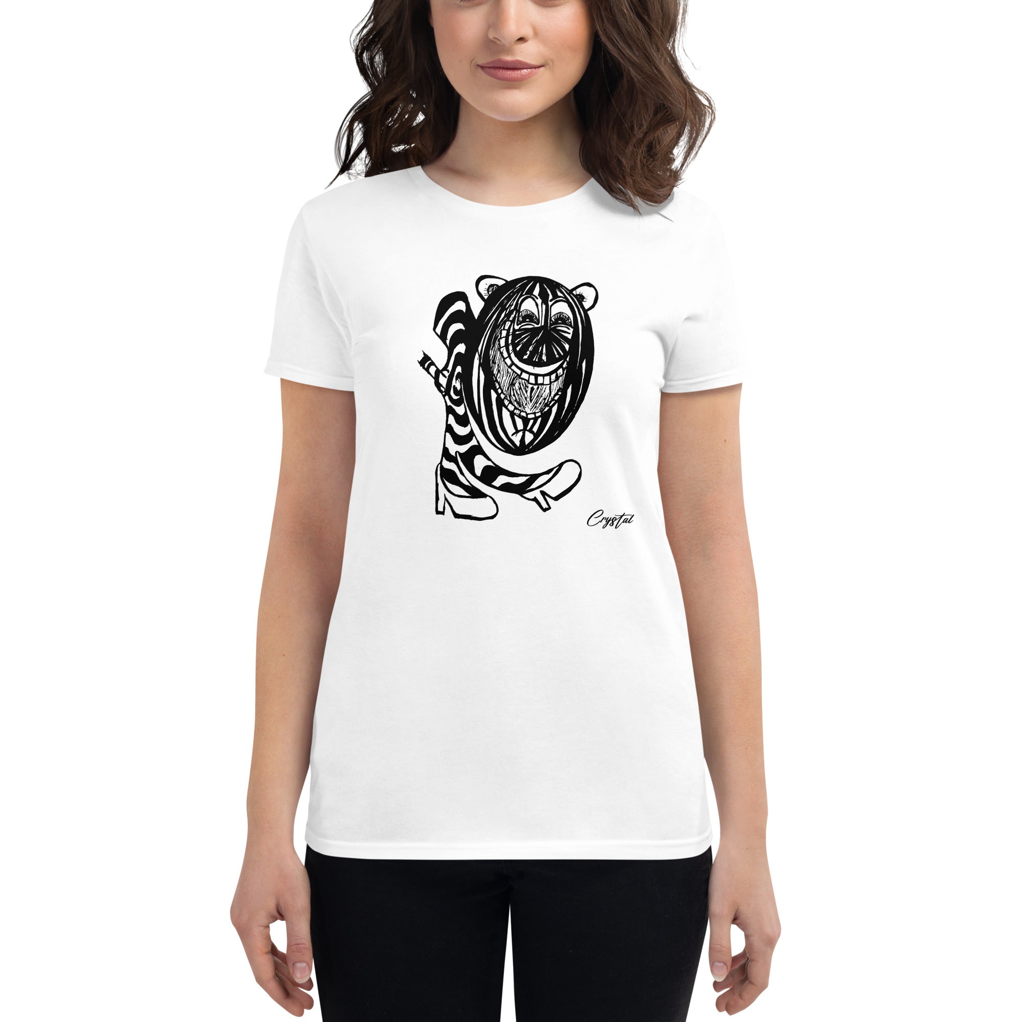 LGBTQ-Inspired Abstract Drawing of Genderless Watermellon Cat or BearInspired Character In High Heeled Shoes - Cute & Creepy "Stay Weird" Cartoon Illustration Women's short sleeve t-shirt