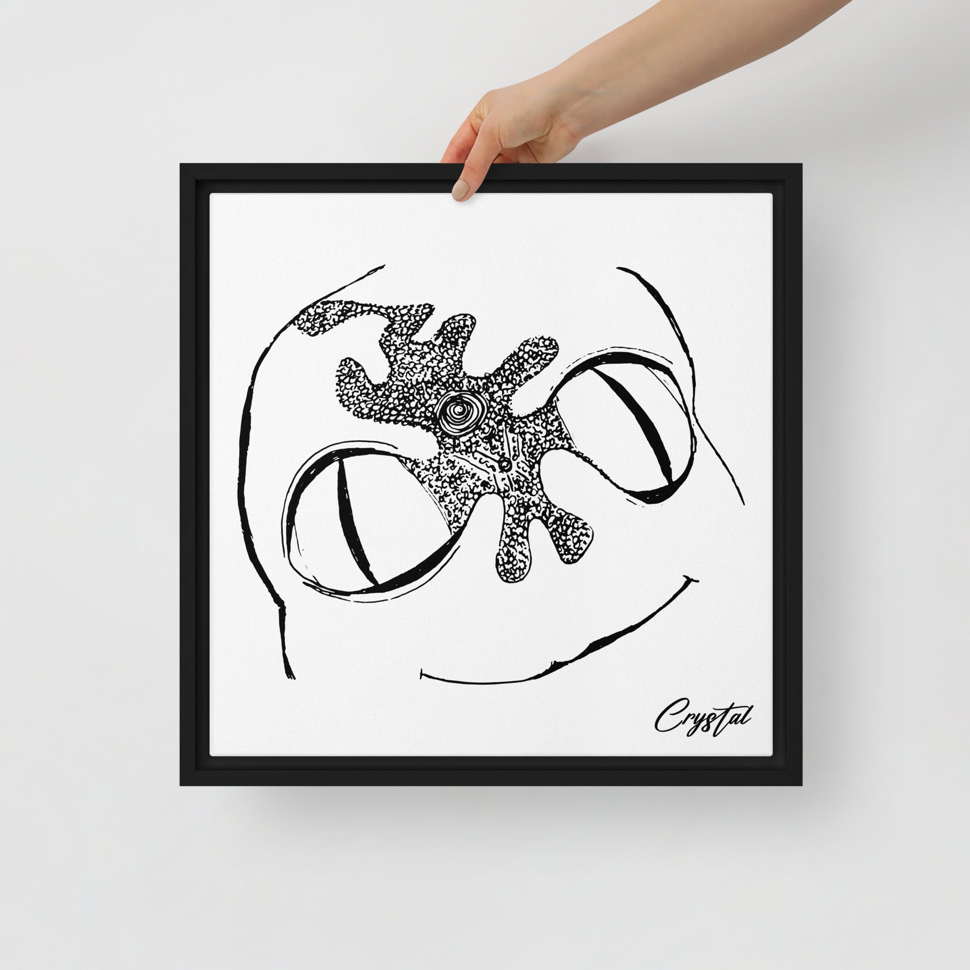 Cute Alien Head Abstract Drawing - Cute & Creepy Stay Weird Cartoon Illustrations Framed canvas