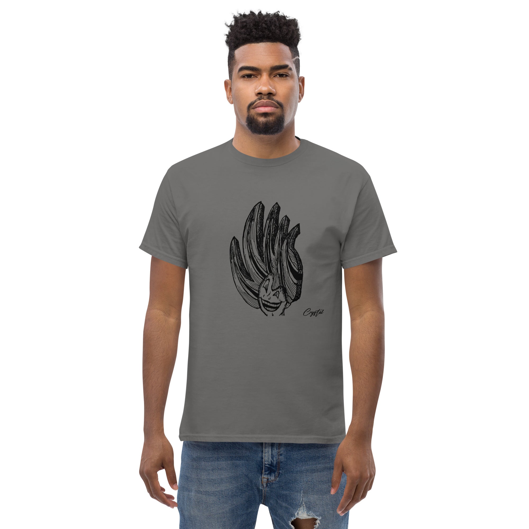 Happy Girl or Woman With Big Fun Spikey Hair - Cute & Creepy "Stay Weird" Cartoon Illustration Men's classic tee