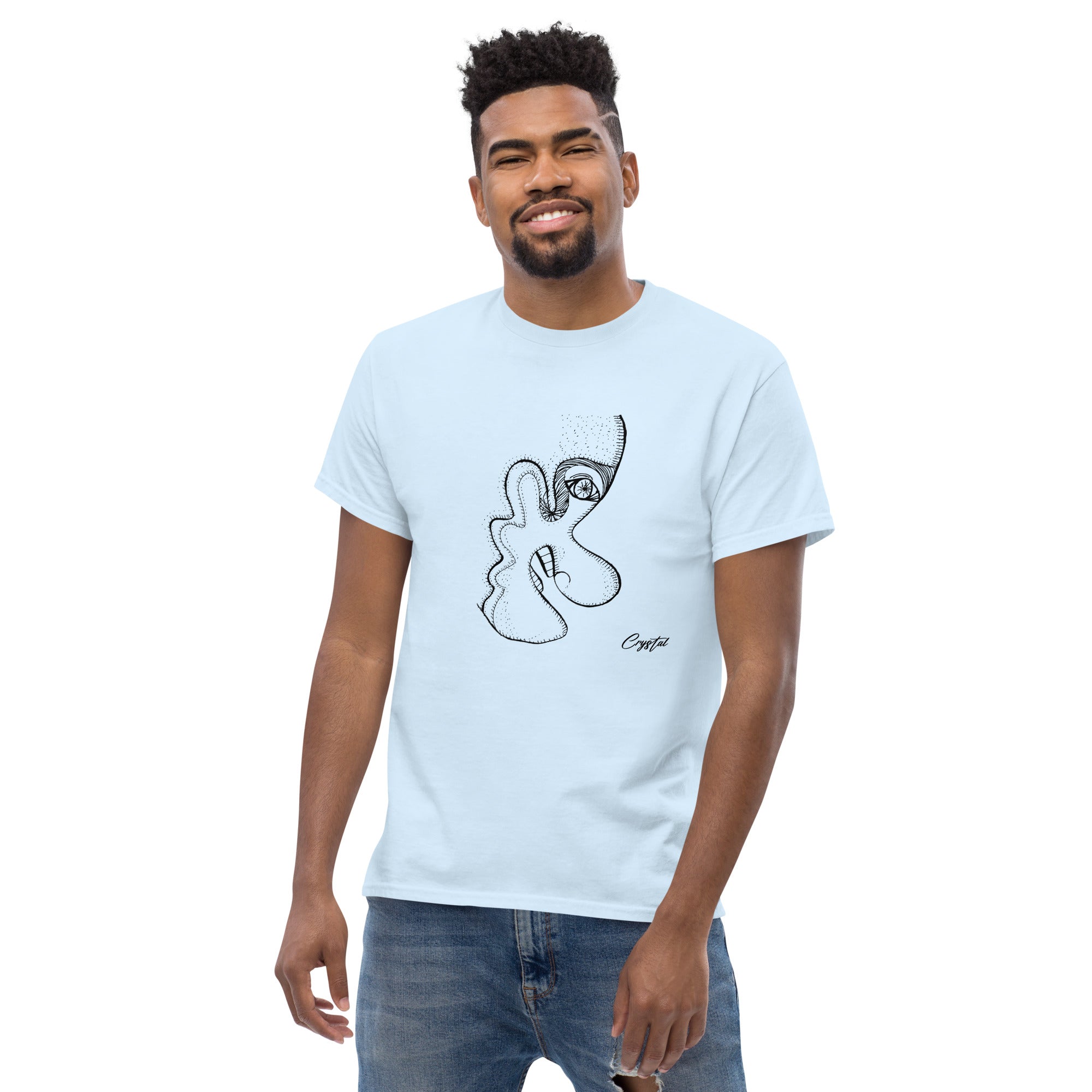 Older Man or Woman's Profile with Big Teeth and Big Nose - Cute & Creepy "Stay Weird" Cartoon Illustration Men's classic tee